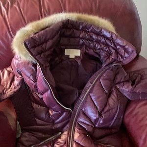 Michael Kors ladies size Large Winter Jacket with detachable faux fur-lined hood